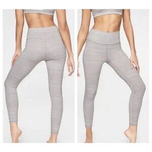 Athleta‎ Jacquard Chaturanga Tight Leggings Small Light Tan White Textured